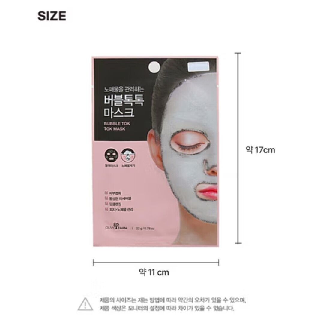 10ct / Olive Farm Bubble Tok Tok Mask / Pore Waste/Sebum/Black/Deep Cleansing