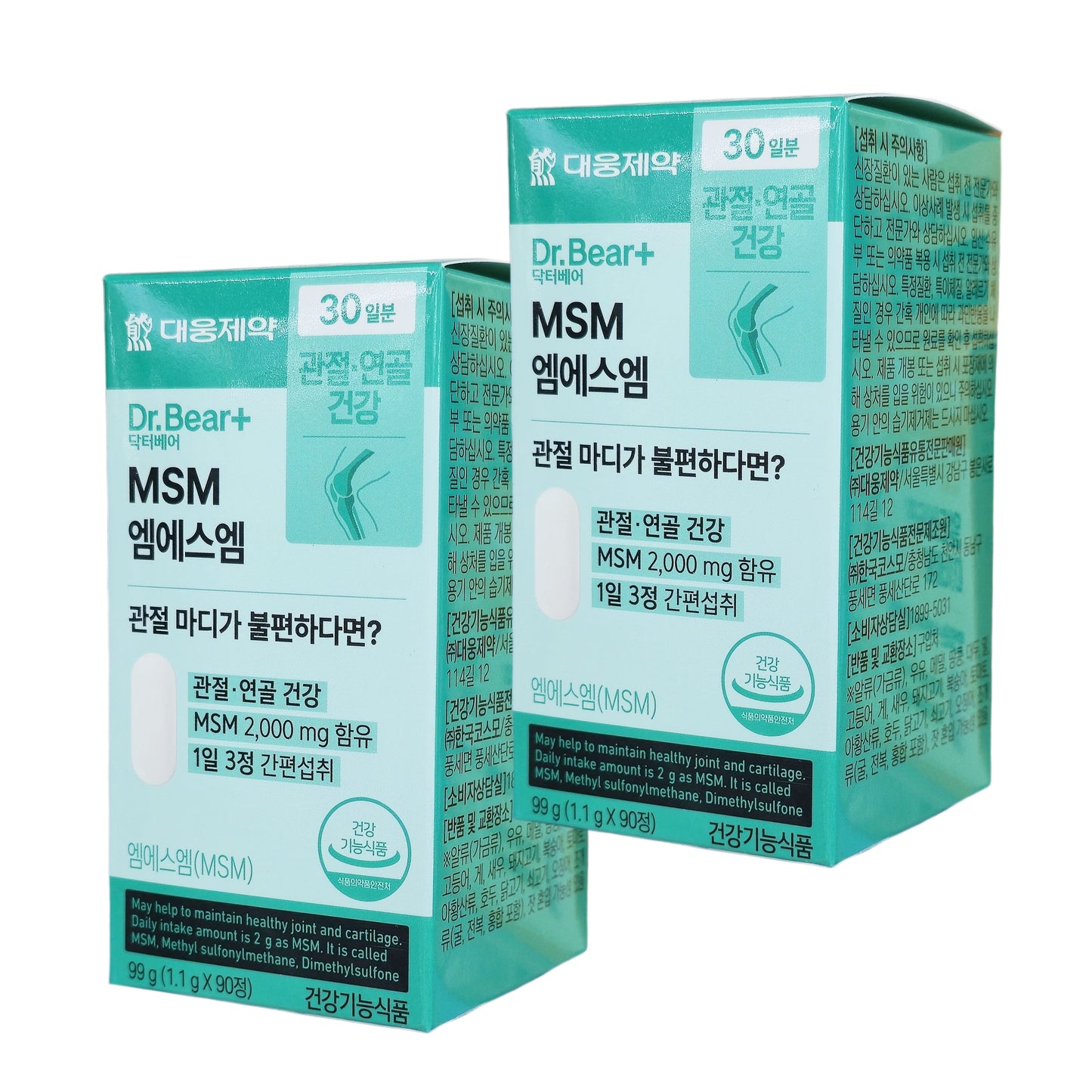 Dr. Bear+Premium MSM 2,000mg Joint & Cartilage Health Support 90 Tablets x 2EA/ 60 Days