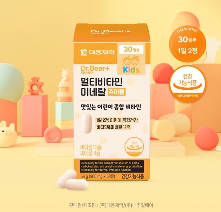 Dr. Bear+Kids Multivitamin & Mineral Chewable 60 Tablets x 2EA/ 60 Days