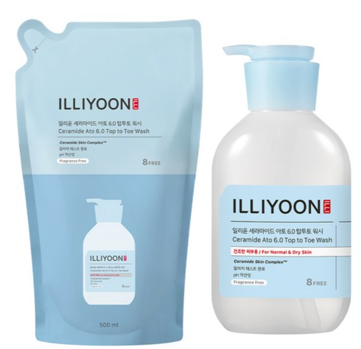 🧴 ILLIYOON Ceramide Ato 6.0 Top to Toe Wash & Refill Value Set (500ml + 500ml Refill)