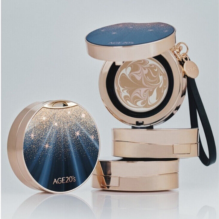 AGE 20's Essence Cover Pact Black Gold Edition Case+2 Refill/Brightening/UV
