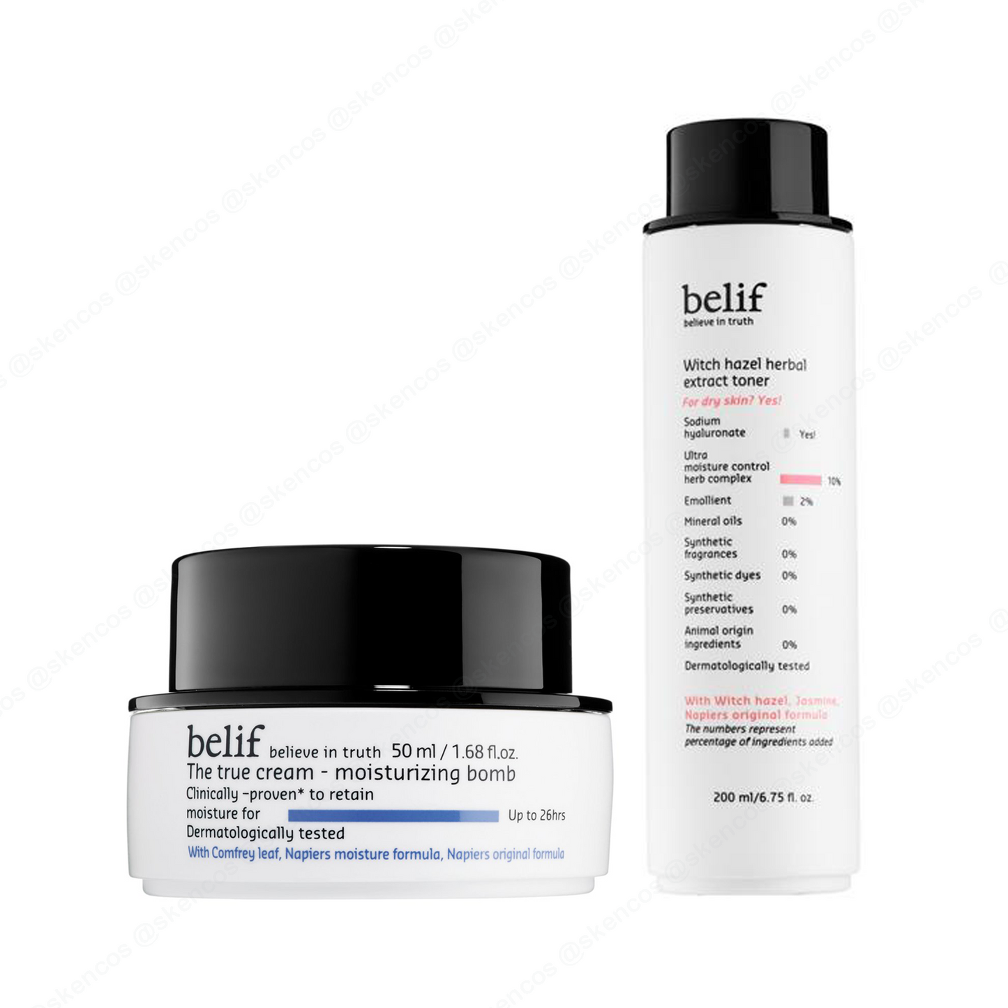 ベリフ ウィッチヘーゼル ハーバルエキス トナー 200ml / モイスチャライジング ボム 50ml (乾燥肌)
