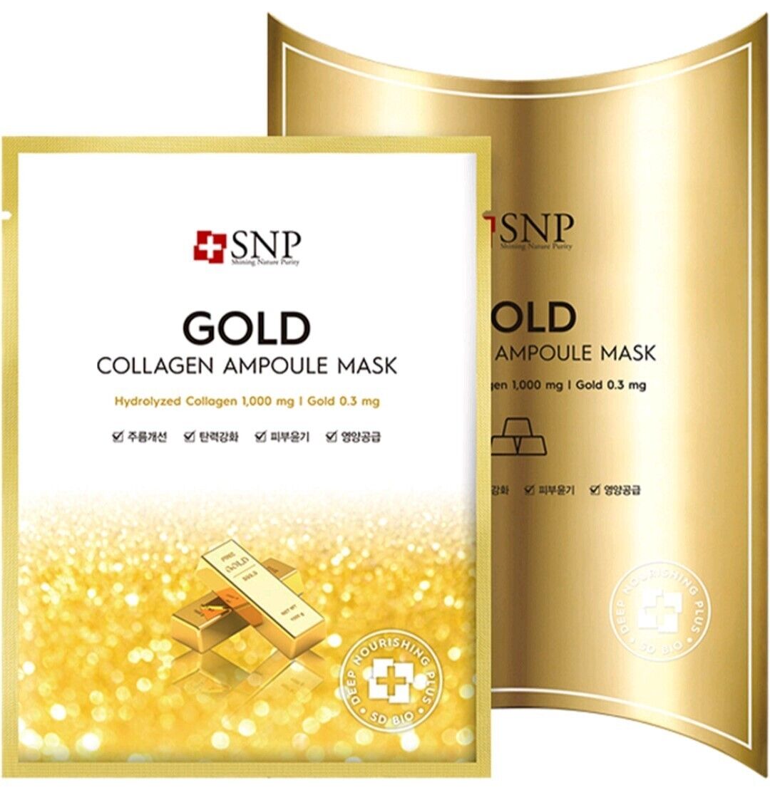 SNP Gold Collagen Ampoule Mask 10ct /)Wrinkle/Glow/3 Free