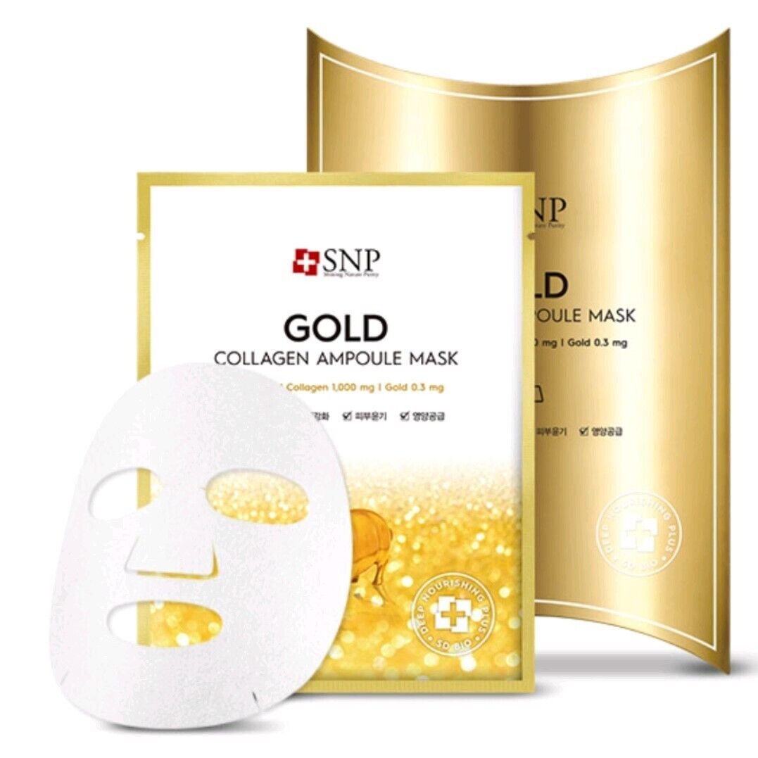 SNP Gold Collagen Ampoule Mask 10ct /)Wrinkle/Glow/3 Free