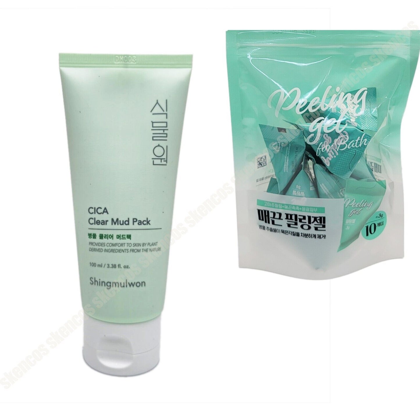 Shingmulwon Cica Clear Mud Pack 100ml/3.37 fl.oz.+Pouch Mini Peeling Gel 3gx10EA