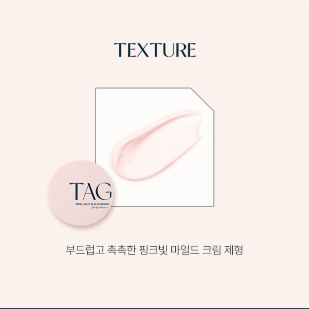 1+1/TAG Pink Light Sun Cushion 15g SPF 50+ PA++++/Light Tone Up/Wrinkles/UV