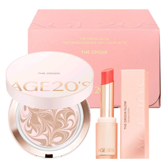 AGE 20's The Origin Essence Pact+Lip Balm N21 Pink /Glow/Foundation/Yellow Skin