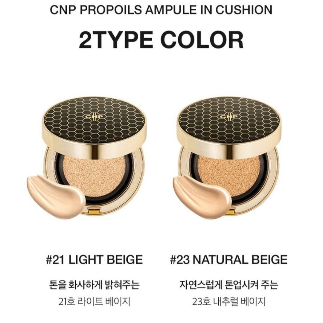 CNP Propolis Ampoule In Cushion SPF50+, PA+++15g+Refill/21/23/Glow/Long Lasting