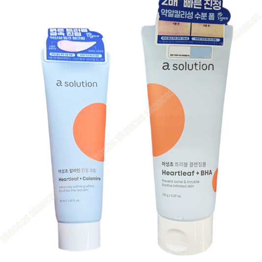 a.solution Heartleaf+Calamine Calming Cream 1.69 oz.+Cleansing Foam 5 oz./Acne
