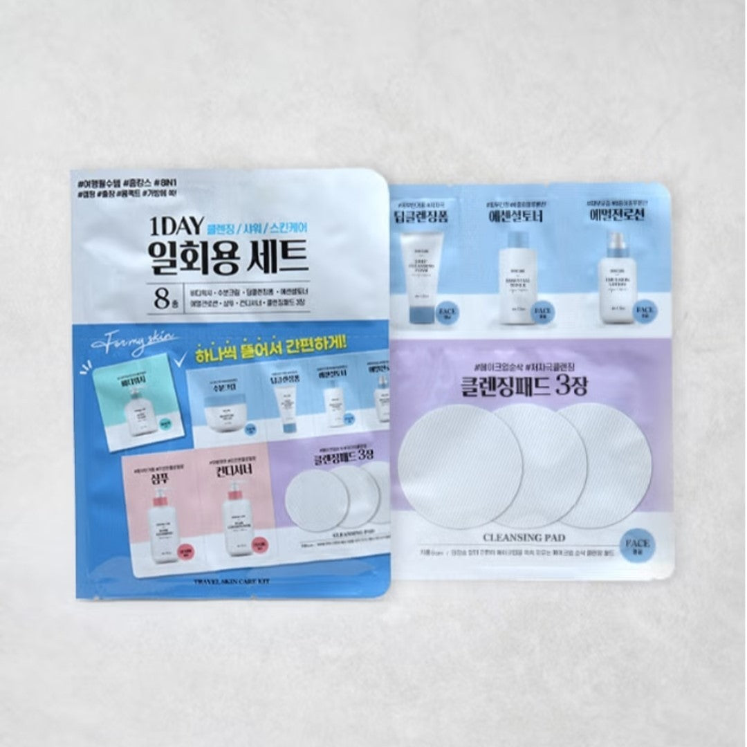 5 Pack/8 Steps/1 Day Disposable Travel Shower Kits  Set /Cleansing/Body/Skincare