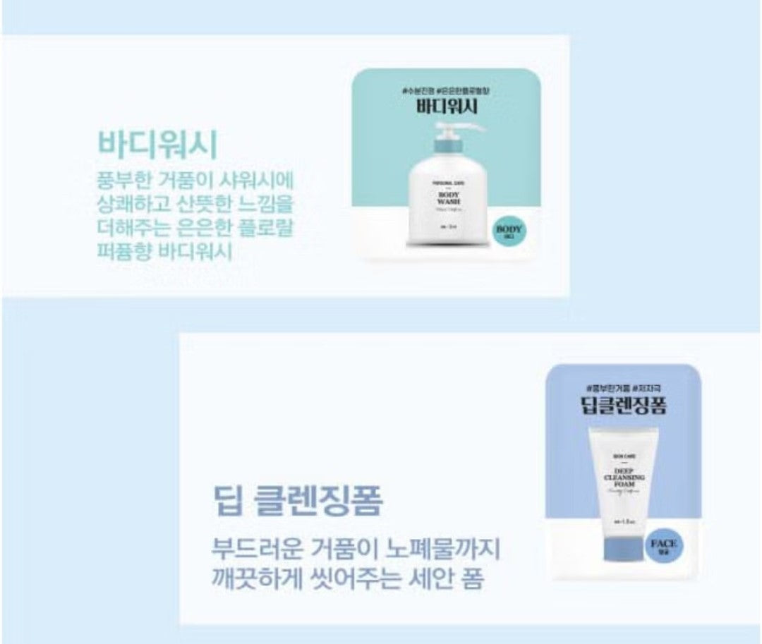 5 Pack/8 Steps/1 Day Disposable Travel Shower Kits  Set /Cleansing/Body/Skincare