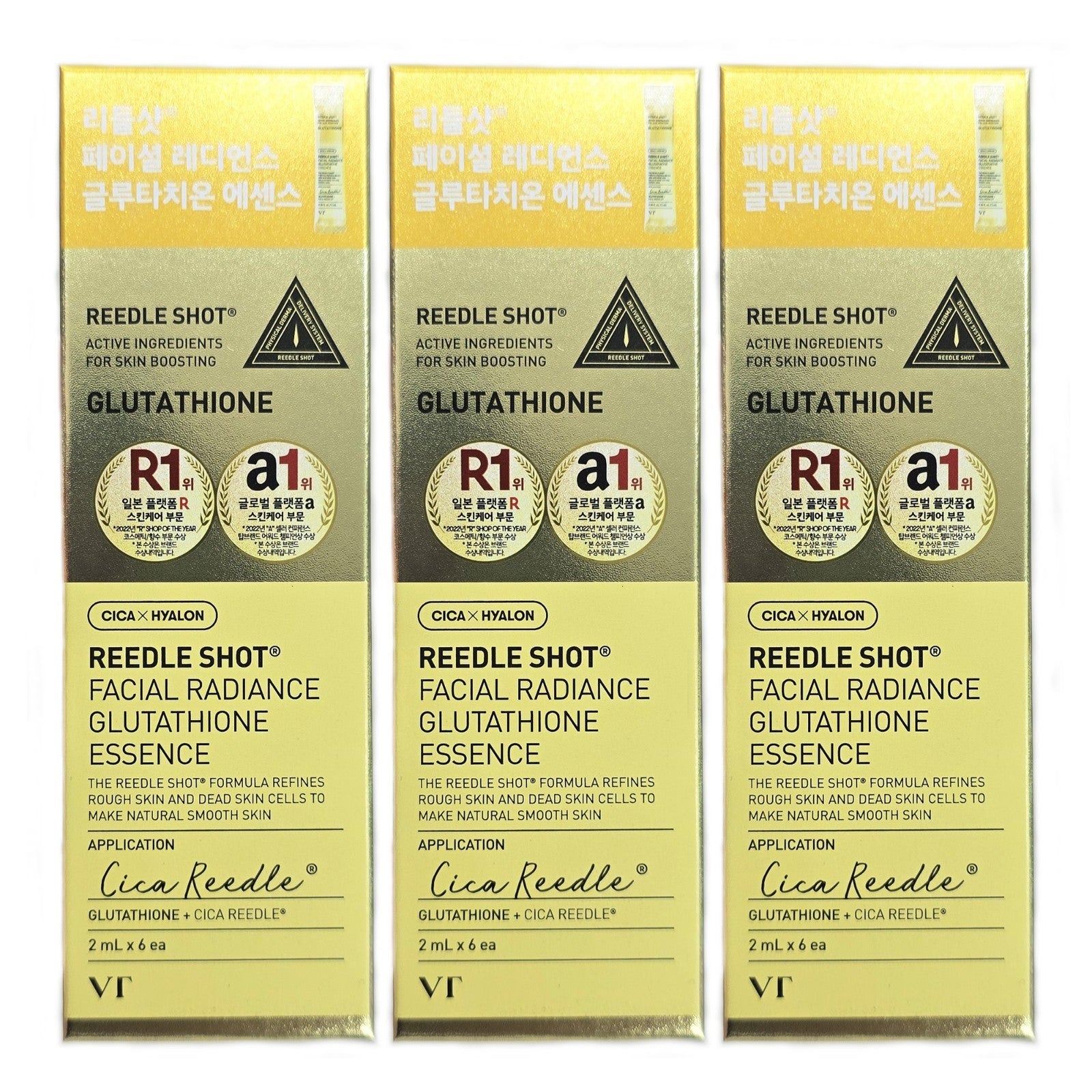3 Pack/18ea/ VT Reedle shot Facial Glutathione Essence 2ml*6 /Brightening/Home PP