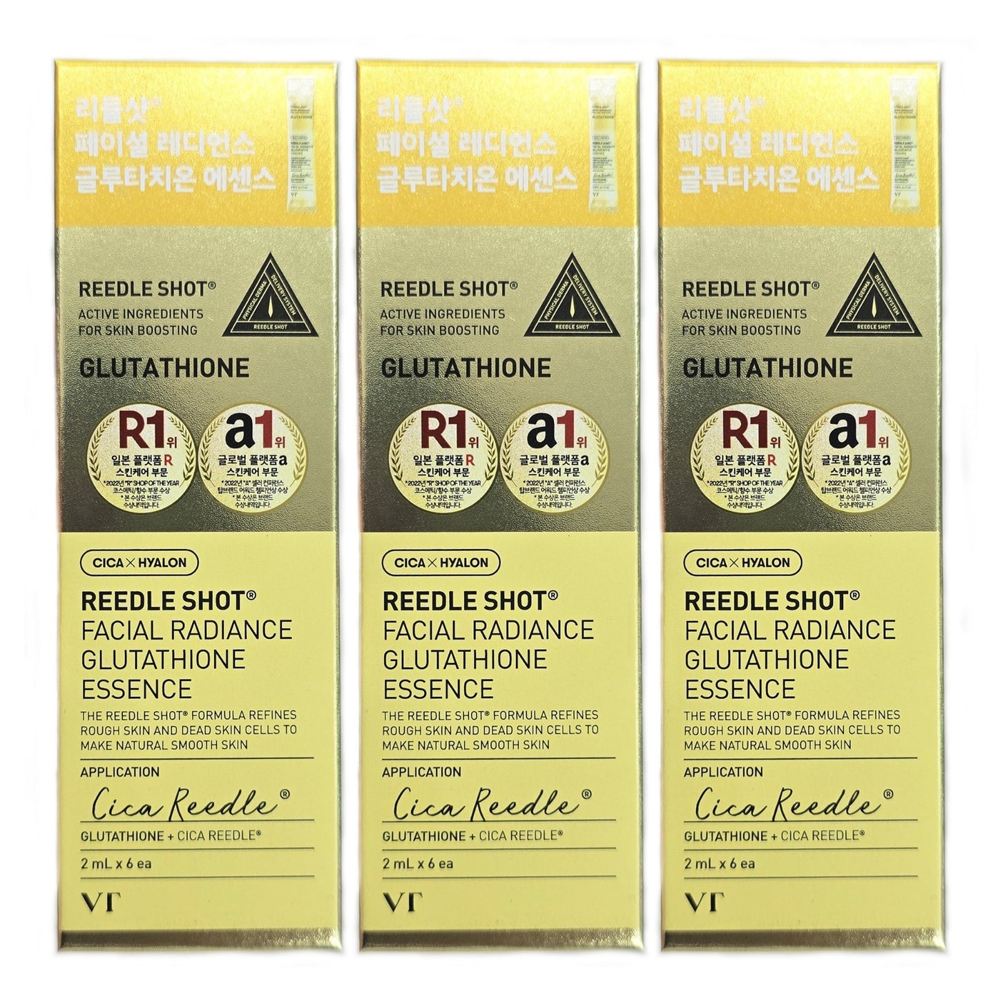 3 Pack/18ea/ VT Reedle shot Facial Glutathione Essence 2ml*6 /Brightening/Home