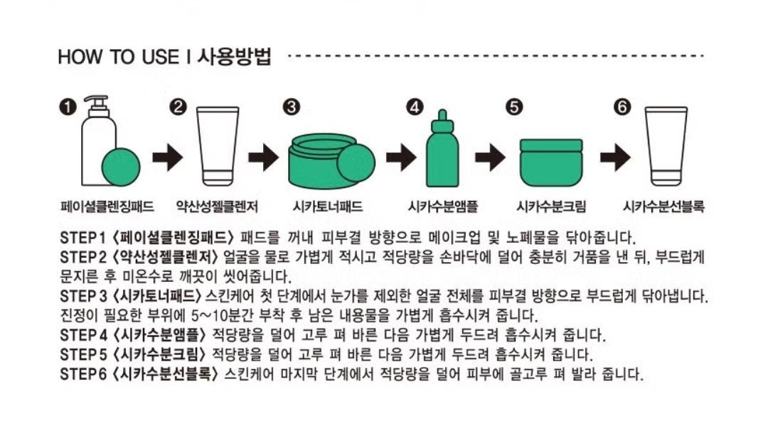 5 Pack/6 Steps/AS:US/Cica Calming Facial Kit/Cleansing/Skincare/Sun