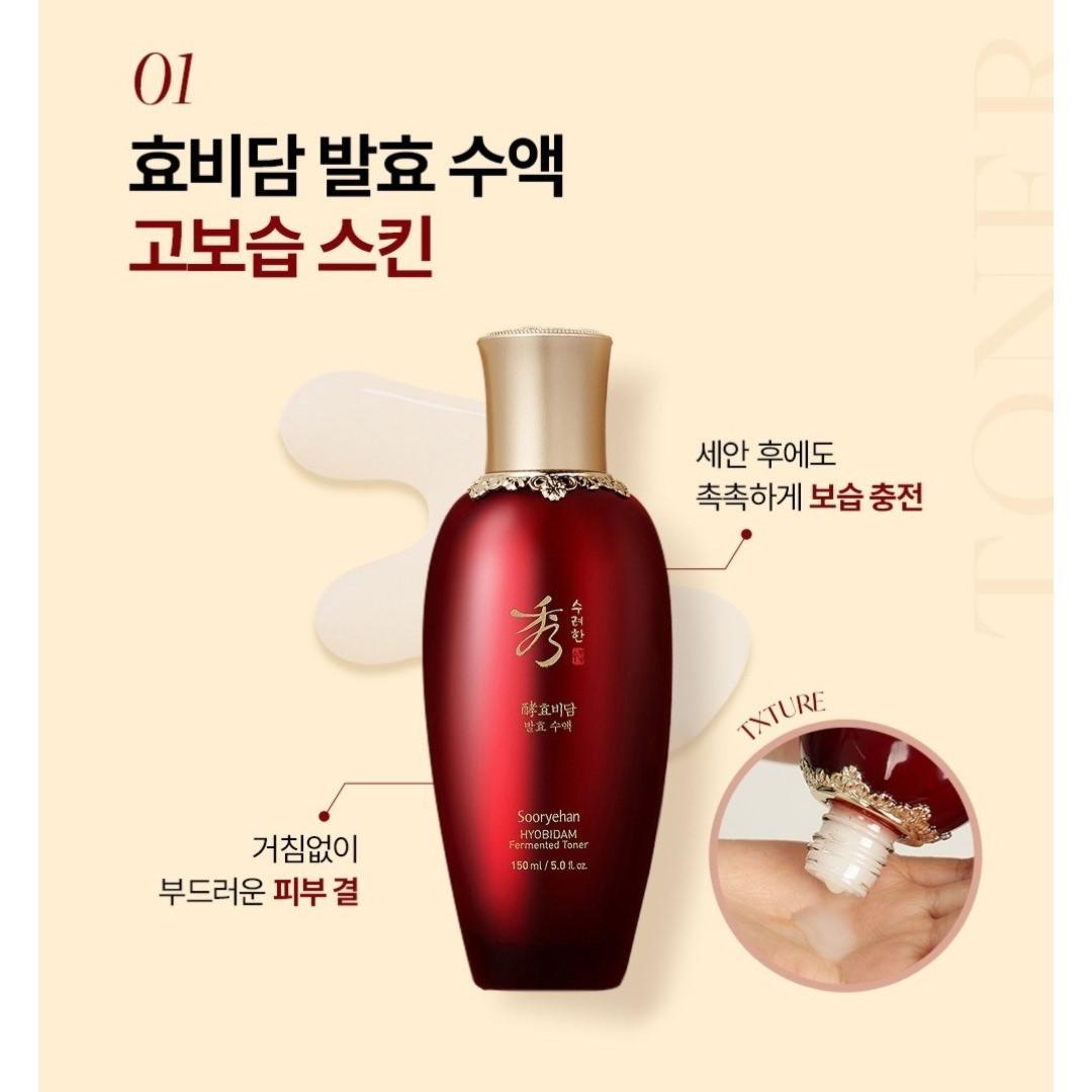 Sooryehan Hyobidam Fermented Skincare 2 pcs Set/Toner,Emulsion, Travel Kits