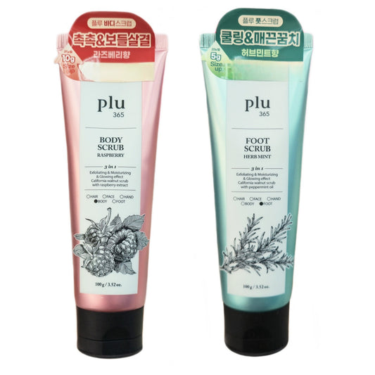 Plu 365 Body Scrub 100g Raspberry 100g+Cotton Musk 100g/ Scrub-to-bubble soft