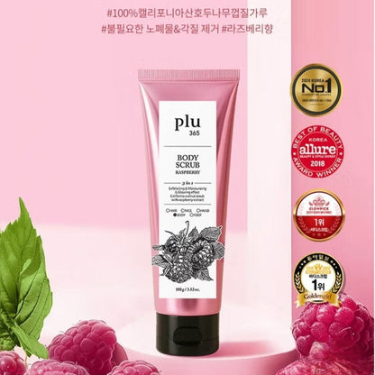 Plu 365 Body Scrub 100g Raspberry 100g+Cotton Musk 100g/ Scrub-to-bubble soft