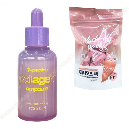 It's Skin Seven Peptide Collagen Ampoule 50ml/Pore + Wash Off Pack 10ea/Sebum