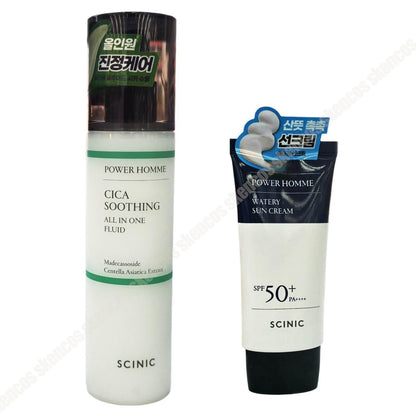 SCINIC Power Homme Cica Soothing All In One Fluid 5 oz+Watery Sun Cream 1.69 oz