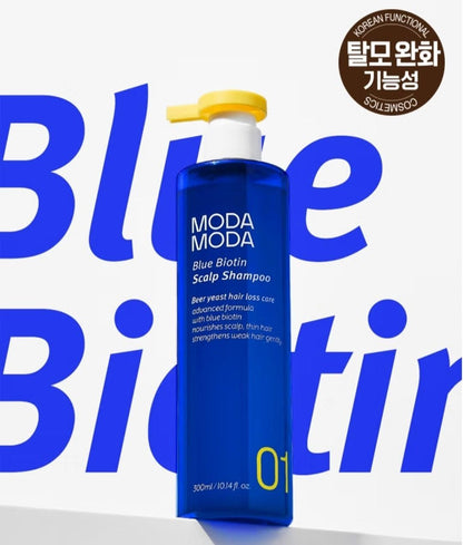 MODAMODA Blue Biotin Scalp Shampoo 300ml-9 Free-Hair Loss-Mild