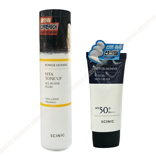 SCINIC Power Homme Vita Tone Up All-in-One Fluid 5 oz+Watery Sun Cream 1.69 oz