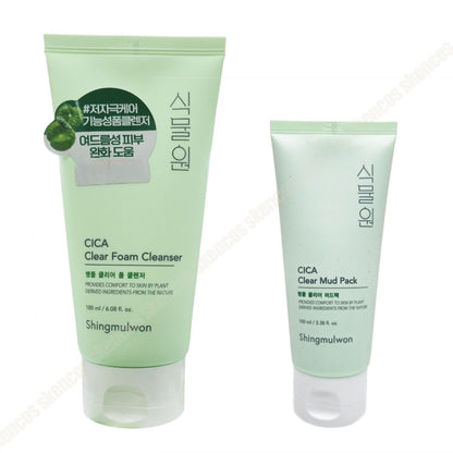 Shingmulwon Cica Clear Foam Cleanser 6.08 fl.oz.+ Mud Pack 3.37 fl.oz. - ACNE