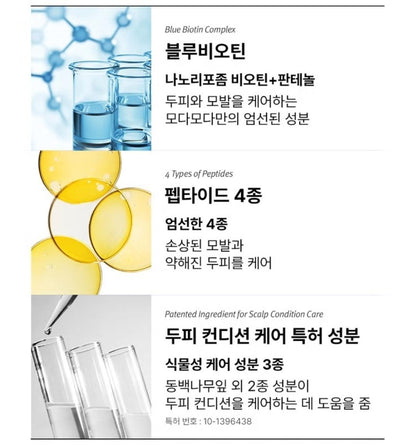 MODAMODA Blue Biotin Scalp Shampoo 300ml+ Bubble Mask 50ml-Hair Loss/Dry Hair