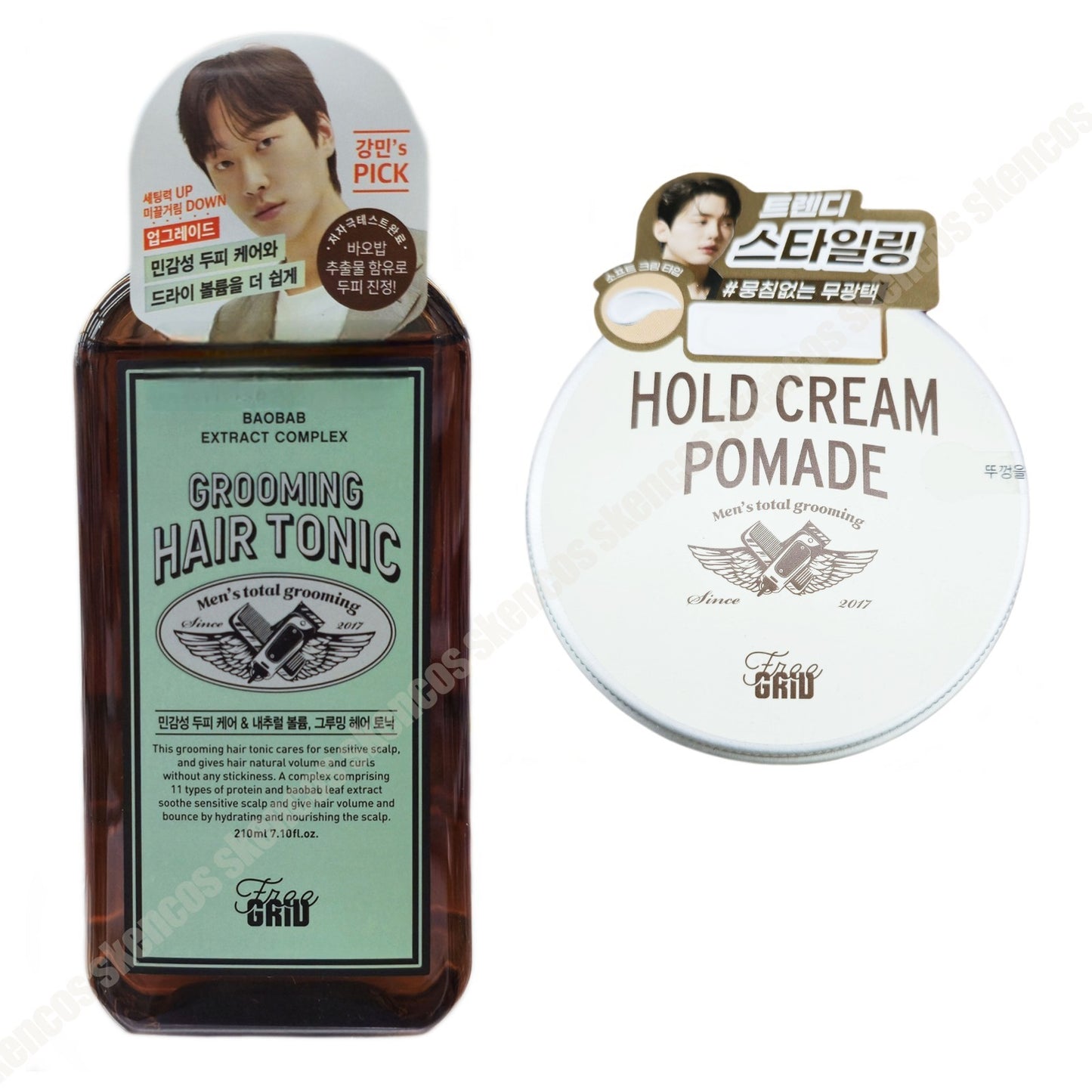 Freegrid Grooming Hair Tonic 210ml/Sensitive scalp + Hold Pomade 50g/Men