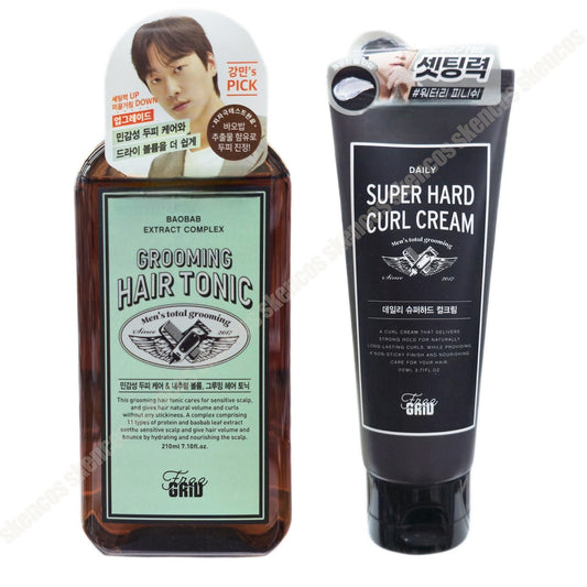 Freegrid Grooming Hair Tonic 210ml/Sensitive scalp+Hard Curl Cream 110ml/Men