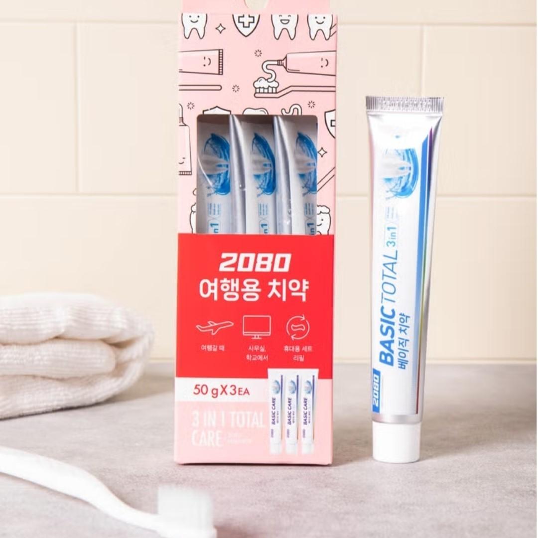 2080 Travel Toothpaste 50g 3pack+Kundal Rich Perfume Dry Shampoo-No Wash FREEZIA