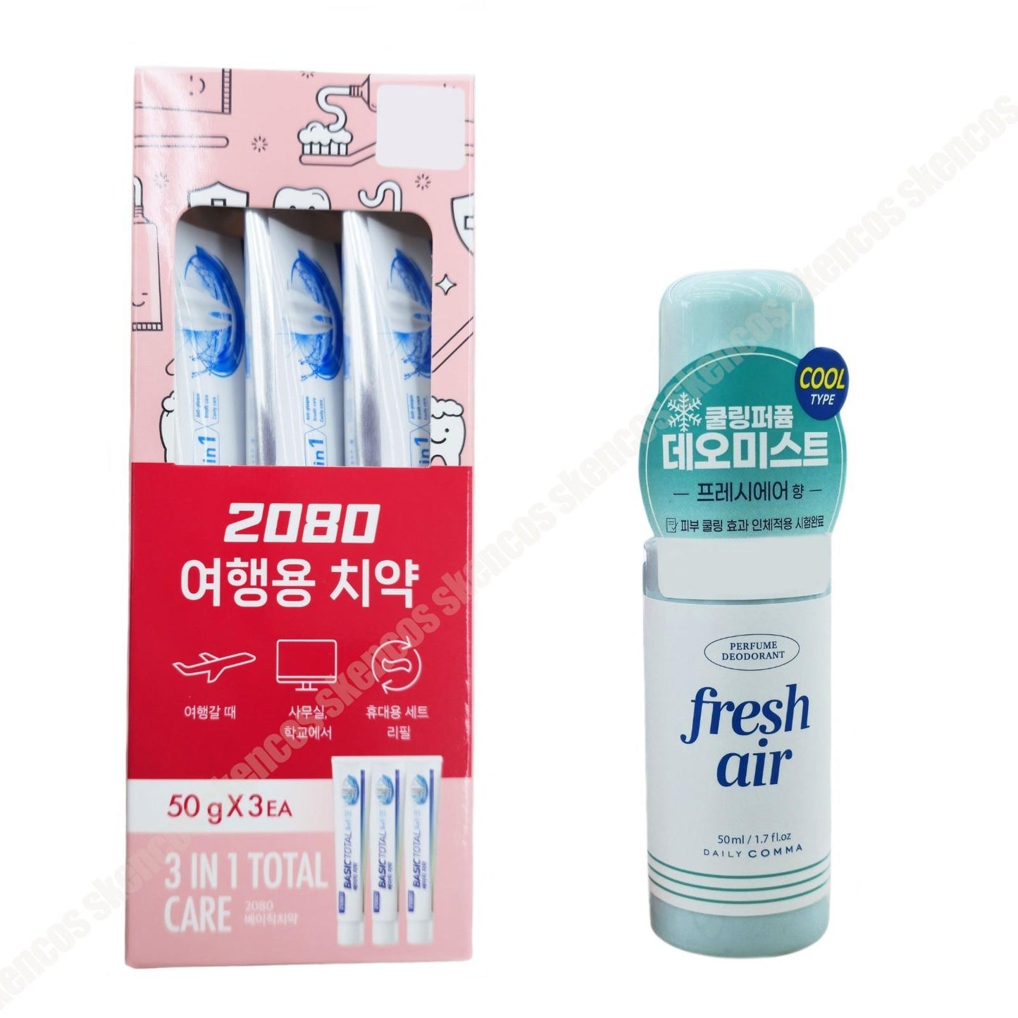 2080 Travel Toothpaste 50g 3pack+Daily Comma Perfume Deodorant Mist 50ml Fresh A