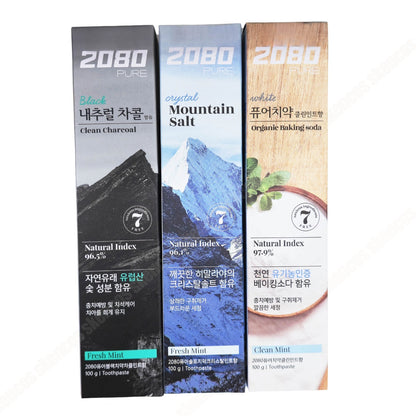 3EA Aekyung 2080 Pure Toothpaste Charcoal Mint/Crystal Mint/Baking Soda/Korea