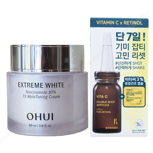OHUI Extreme White Mela Cream 2oz+Boncept Vita C freeze-dried Ampoule Kit 60mg