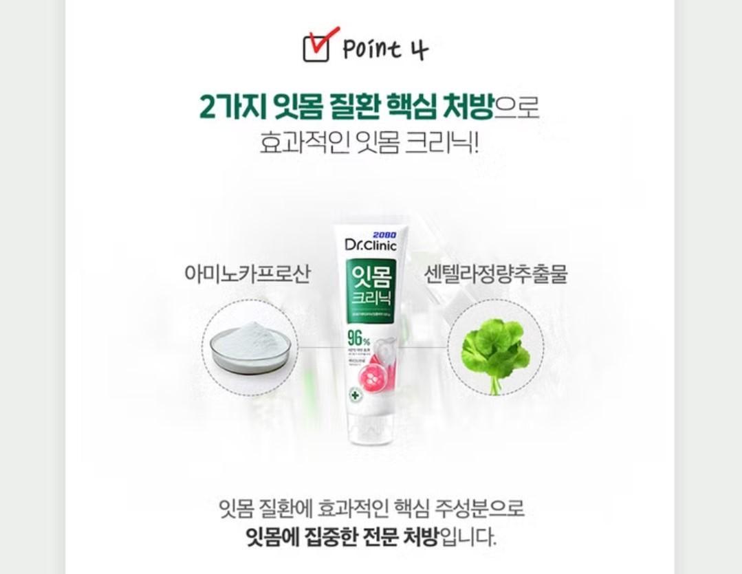 3EA Aekyung 2080 Dr. Clinic Toothpaste: Gum-Home Oral Care 120g- Mint/Korea