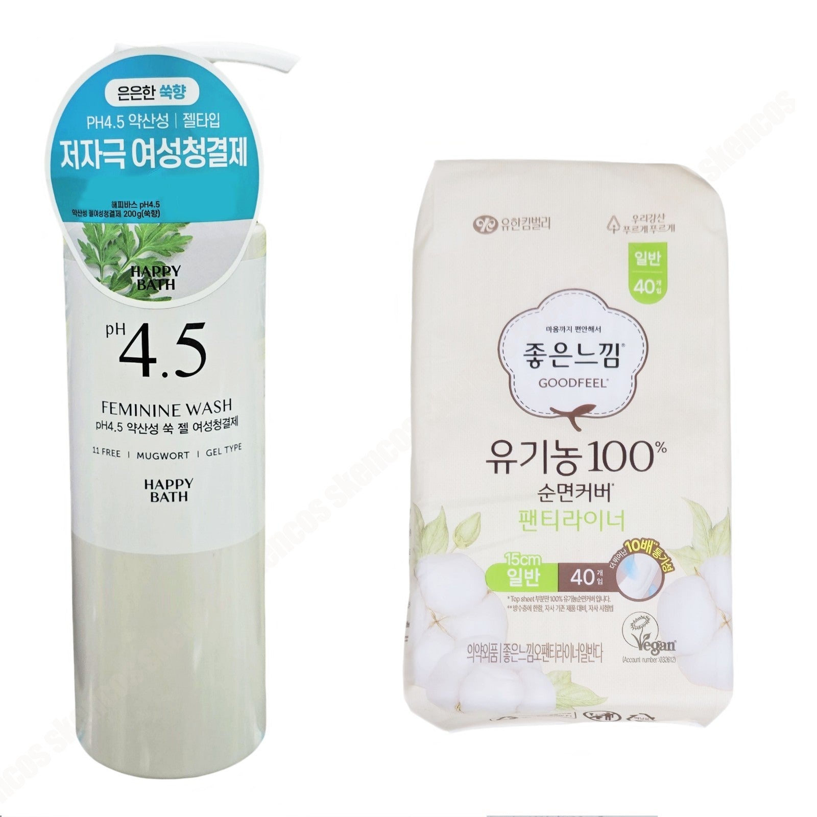 Happy Bath pH4.5 Feminine Wash+GOODFEEL® Organic 100% Pure Cotton Panty Liners