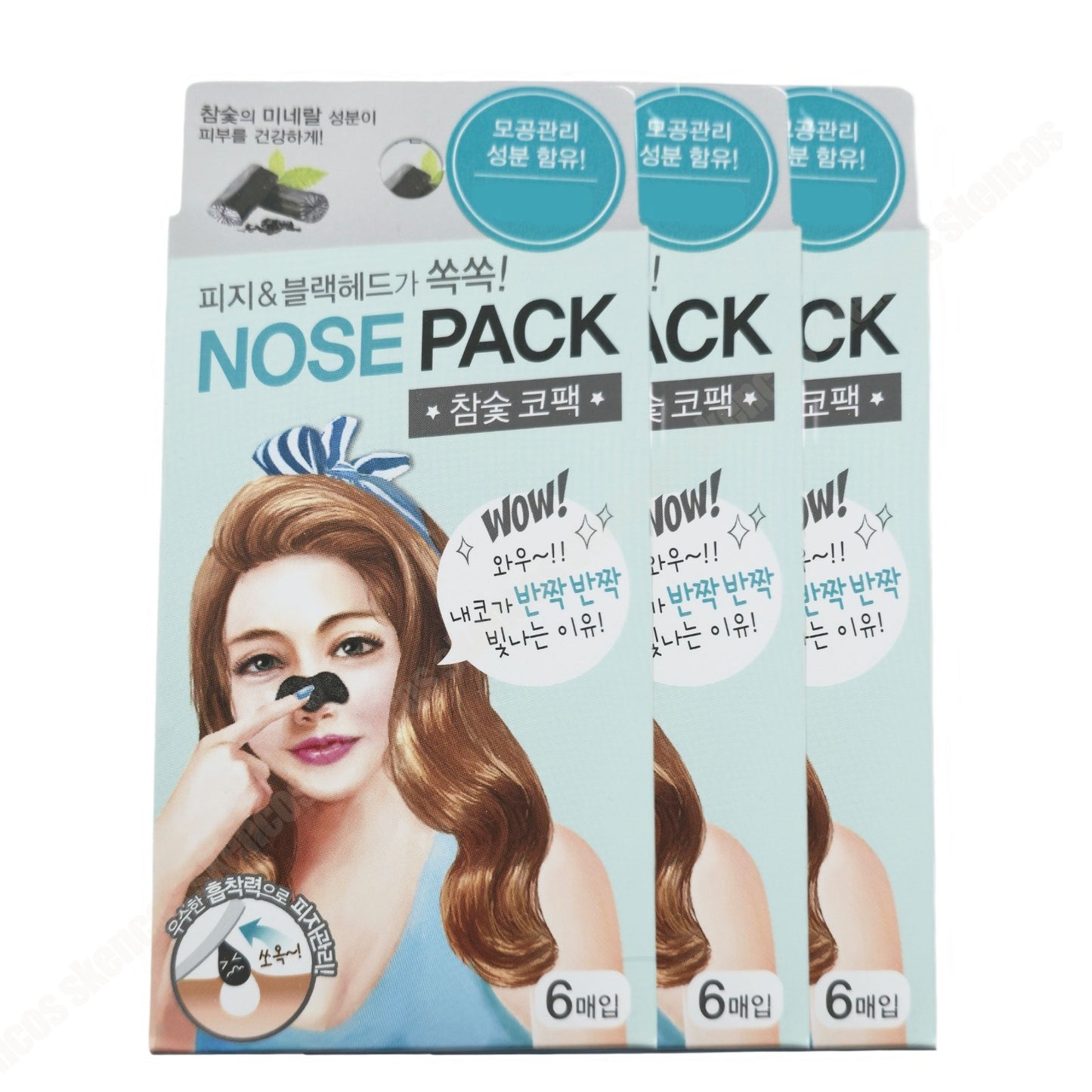 Oak Charcoal Nose Pack 6 Sheets x 3 Pack-Exfoliate-White/Blackhead-Sebum