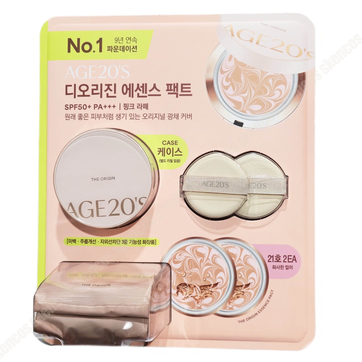 AGE 20's The Origin Essence Pact Cas+Refill 2EA /Glow/Foundation/Yellow Skin