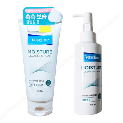 Vaseline Moisture Cleansing Foam 180ml /6 oz+Cleansing Milk 140ml -Mild Cleanser