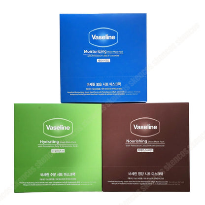 30ct-Vaseline Moisturizing 10ct + Nourishing 10ct + Hydrating 10ct Sheet Mask