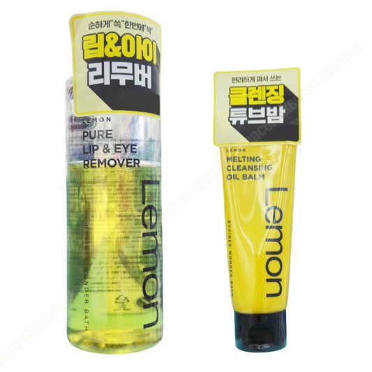 WONDER BATH Lemon Pure Lip & Eye Remover 250ml + Melting Cleansing Oil Balm 60g