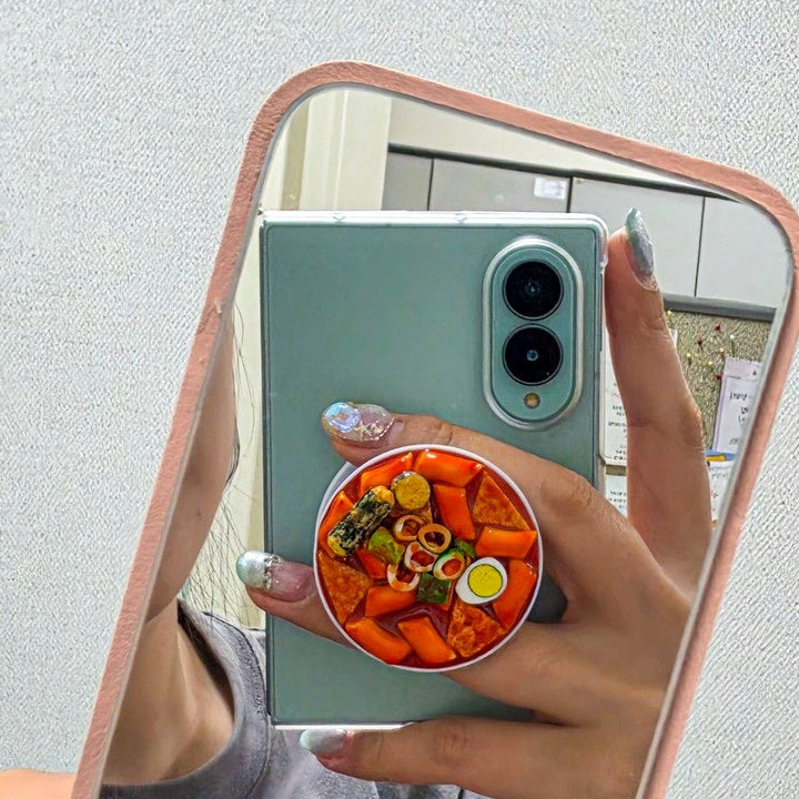 Realistic Tteokbokki (Spicy Rice Cake) Big Phone Grip & Stand-K-food miniature
