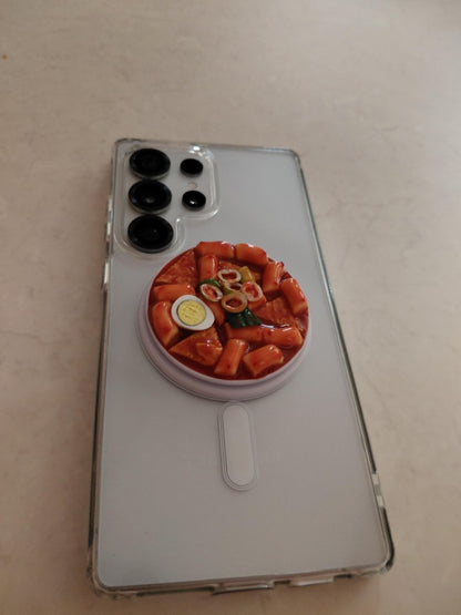 Realistic Tteokbokki (Spicy Rice Cake) Big Phone Grip & Stand-K-food miniature