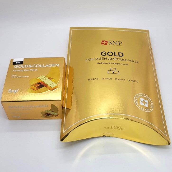 SNP Gold Collagen Ampoule Mask/10ct+Eye Patch(60 Patches/Jar)Wrinkle/Glow/3 Free