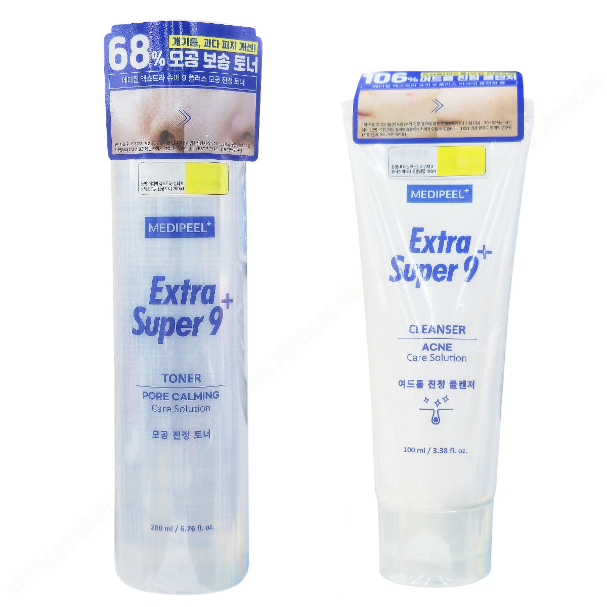 MEDIPEEL Extra Super 9 Plus Acne Cleansing Foam (100 ml)+Pore Soothing Toner (200 ml)