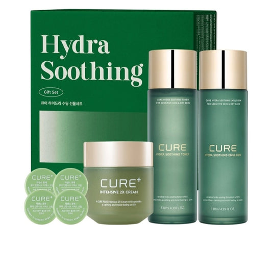 Cure Hydra Soothing Gift Set/Toner+Emulsion+Cream/Aloe/Centella/Wrinkle/Moisture