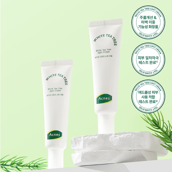 Acnes White Tea Tree Calming Toner 200 mL / 6.76 fl. oz.+Spot Cream 30ml / 1.01 fl.oz.+Foam Cleanser 100 mL / 3.38 fl. oz.