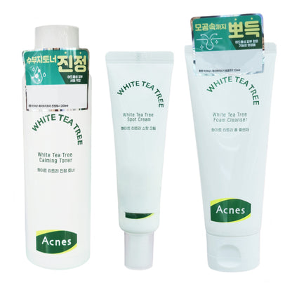 Acnes White Tea Tree Calming Toner 200 mL / 6.76 fl. oz.+Spot Cream 30ml / 1.01 fl.oz.+Foam Cleanser 100 mL / 3.38 fl. oz.