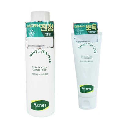 Acnes White Tea Tree Calming Toner 200 mL / 6.76 fl. oz.+Foam Cleanser 100 mL / 3.38 fl. oz.