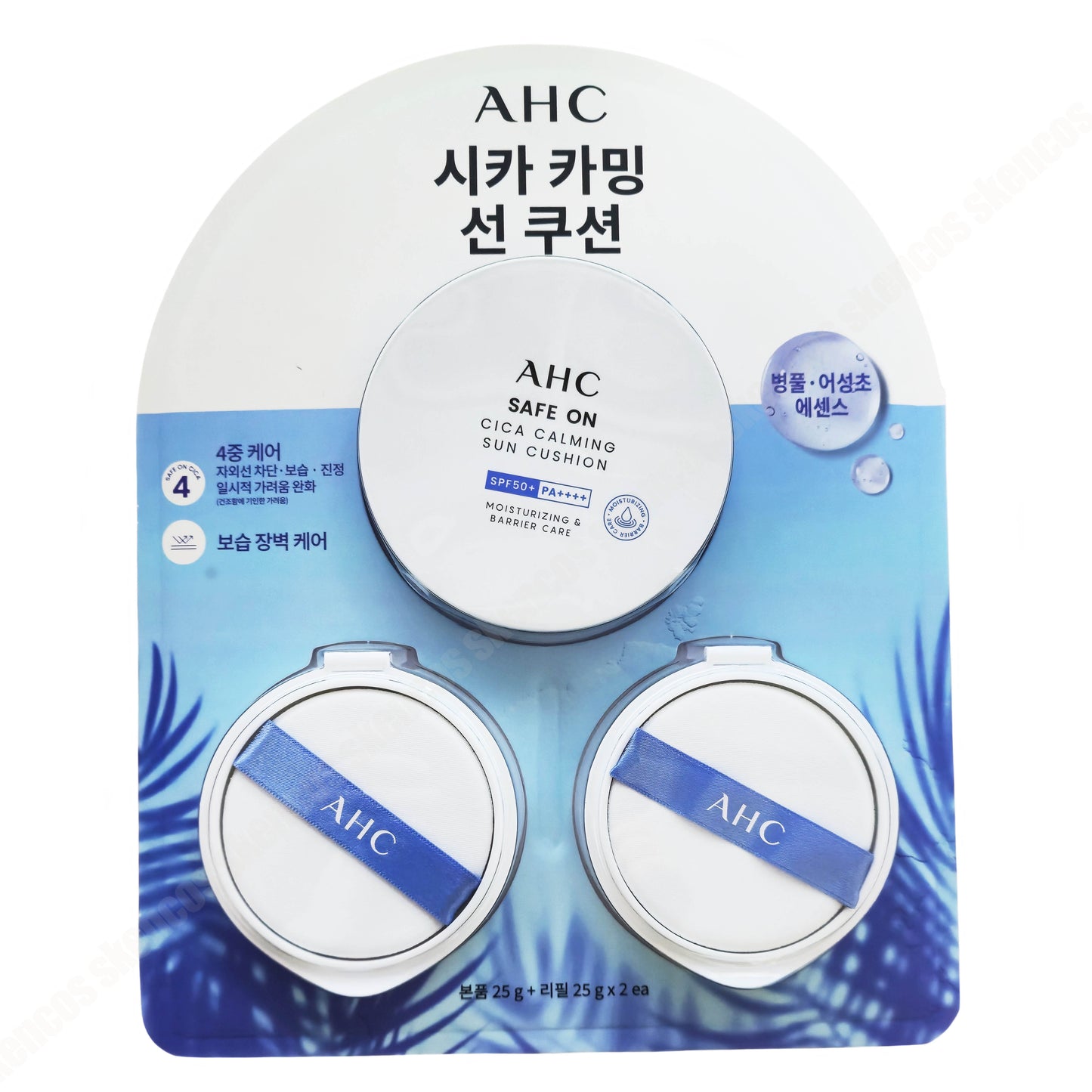 AHC Safe On Cica Sun Cushion 25g+Refill 2EA SPF 50+ PA+/Cooling/Irritated Skin