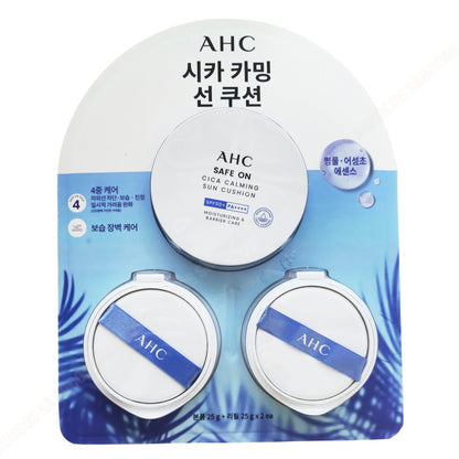 AHC Safe On Cica Sun Cushion 25g+Refill 2EA SPF 50+ PA+/Cooling/Irritated Skin